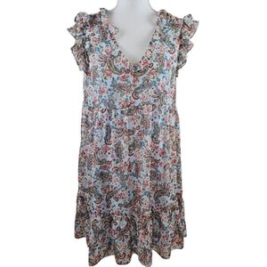 Emma & Michele Paisley Ruffled Babydoll Dress In M